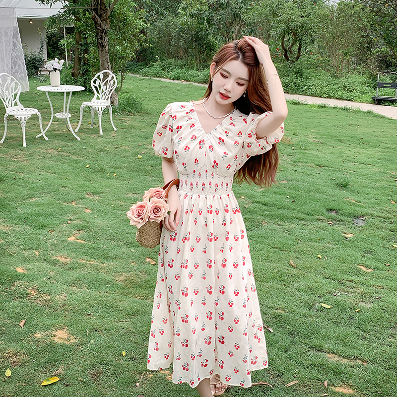 french-style-rose-floral-jacquard-v-neck-slimming-midi-dress
