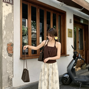 Sexy Halter Button Cami Top and Wide-Leg Pants Set