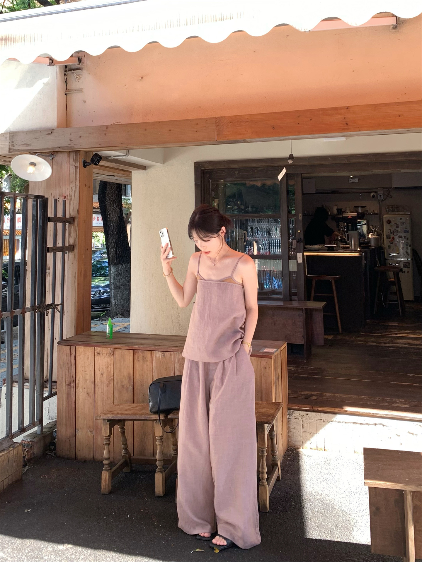 French Style Backless Cami and Wide-Leg Pants Two-Piece Set - Image 3