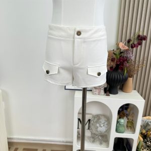 Women's White High Waist Slim Fit Stretch Straight Leg Casual Shorts