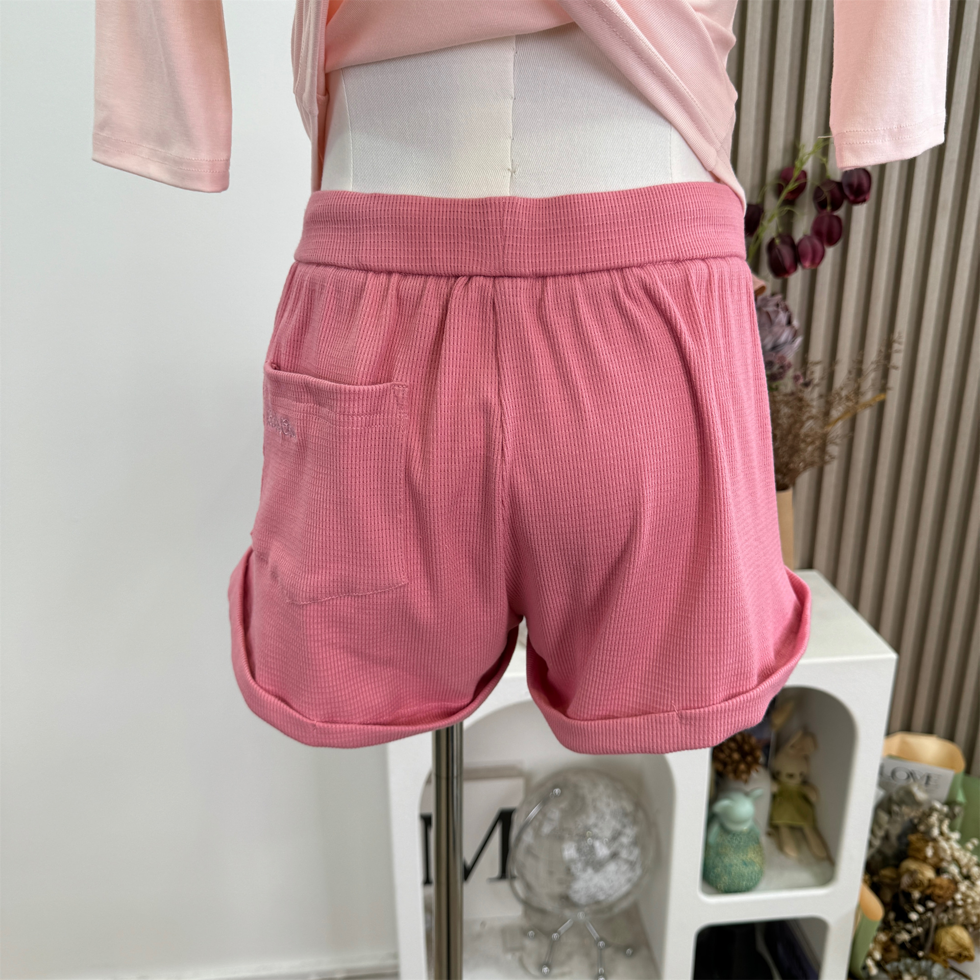 Women's Wide-Leg Casual Pants in Pink - Cotton Blend - Image 3