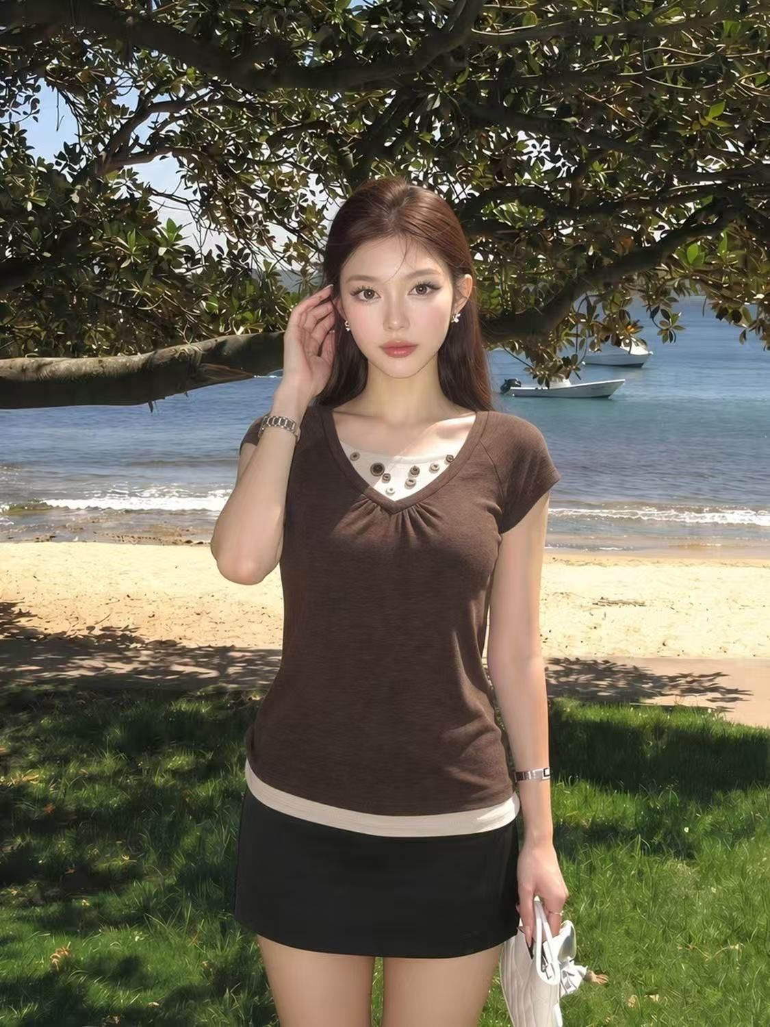 Summer 2026 Women's Slim Fit Short Sleeve T-Shirt Casual Commuter Top - Image 4